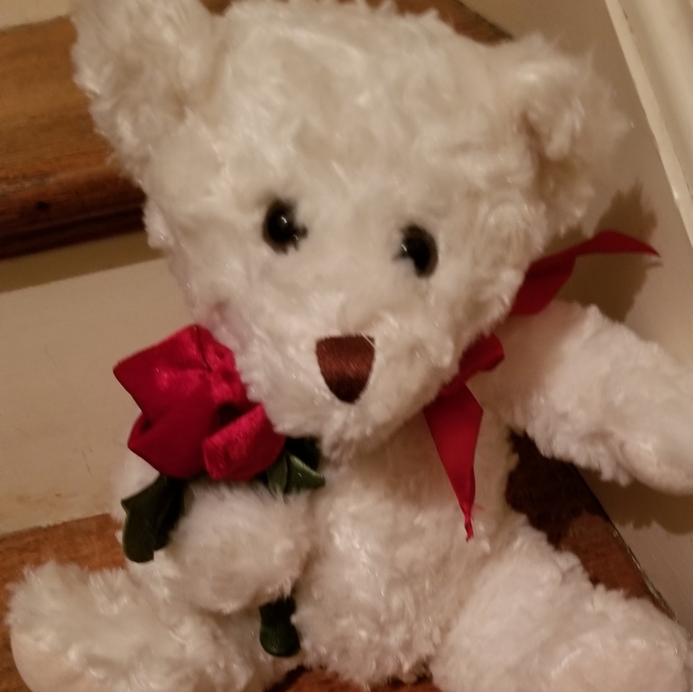 Vintage Dan Dee White Teddy Bear Valentines Day